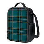 Teal Stewart Tartan Pattern Print Crossbody Lunch Bag