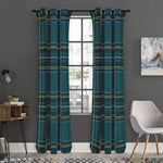 Teal Stewart Tartan Pattern Print Curtain