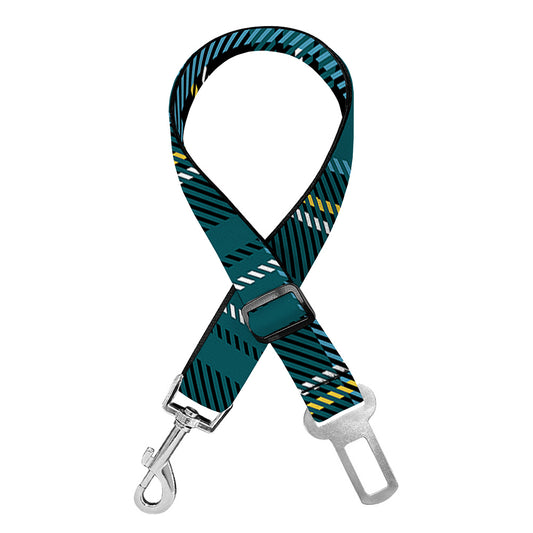 Teal Stewart Tartan Pattern Print Dog Seat Belt