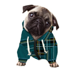 Teal Stewart Tartan Pattern Print Dog Zip Up Hoodie