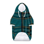 Teal Stewart Tartan Pattern Print Dog Zip Up Hoodie