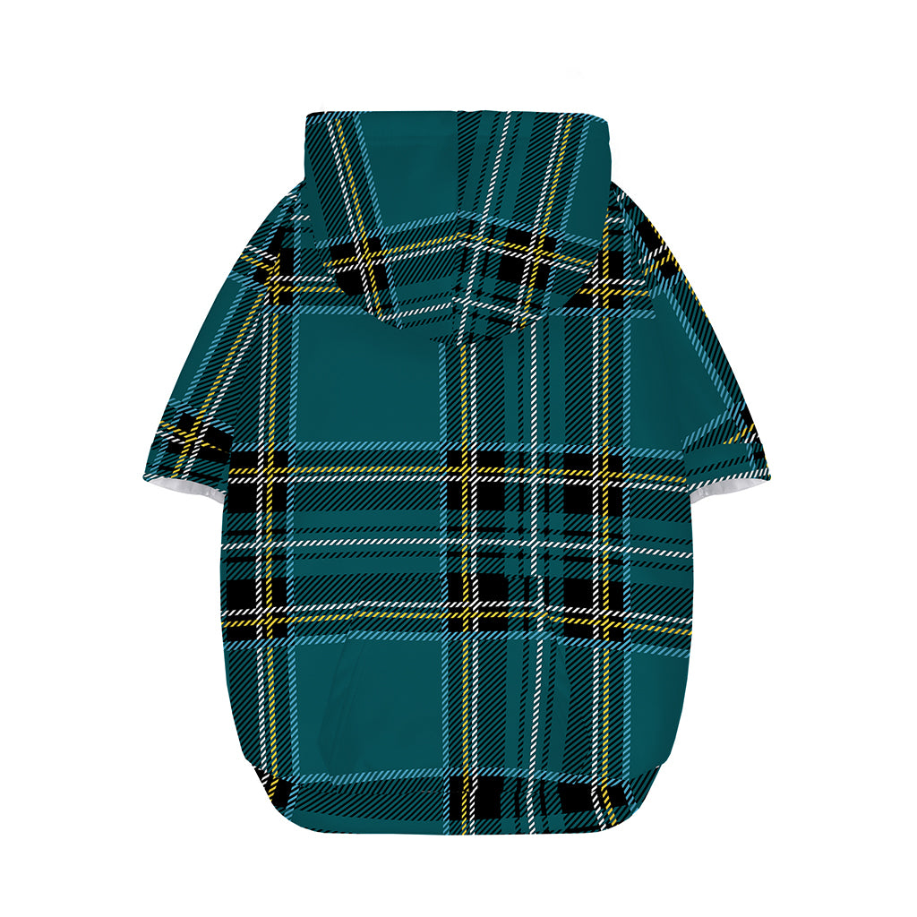 Teal Stewart Tartan Pattern Print Dog Zip Up Hoodie