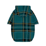 Teal Stewart Tartan Pattern Print Dog Zip Up Hoodie