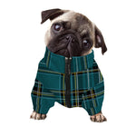 Teal Stewart Tartan Pattern Print Dog Zip Up Jacket
