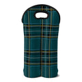 Teal Stewart Tartan Pattern Print Double Neoprene Wine Tote