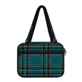 Teal Stewart Tartan Pattern Print Double Strap Bible Bag