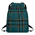 Teal Stewart Tartan Pattern Print Drawstring Backpack