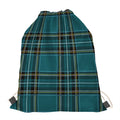 Teal Stewart Tartan Pattern Print Drawstring Bag