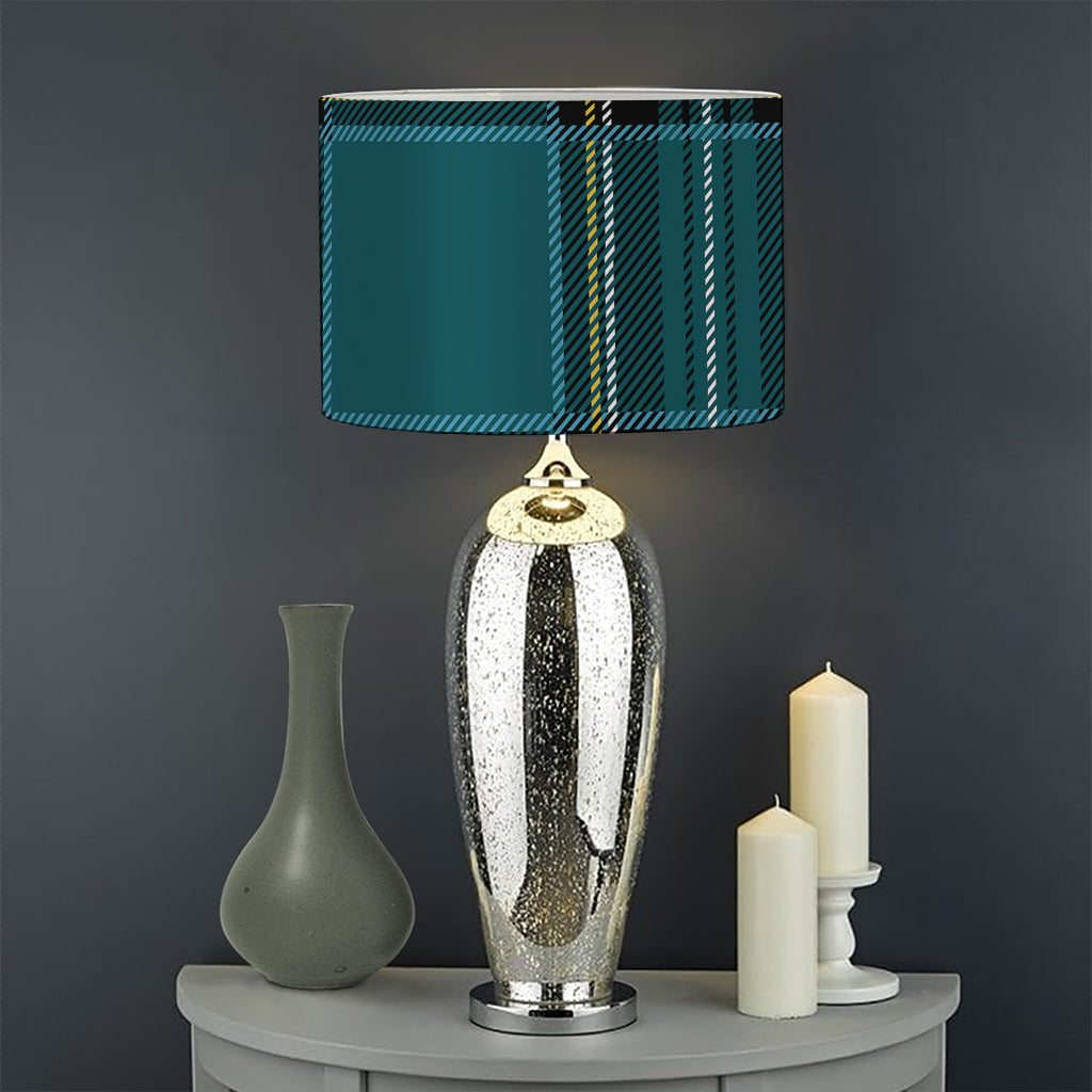 Teal Stewart Tartan Pattern Print Drum Lamp Shade