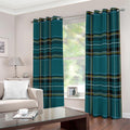 Teal Stewart Tartan Pattern Print Extra Wide Grommet Curtains