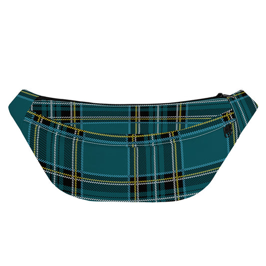 Teal Stewart Tartan Pattern Print Fanny Pack