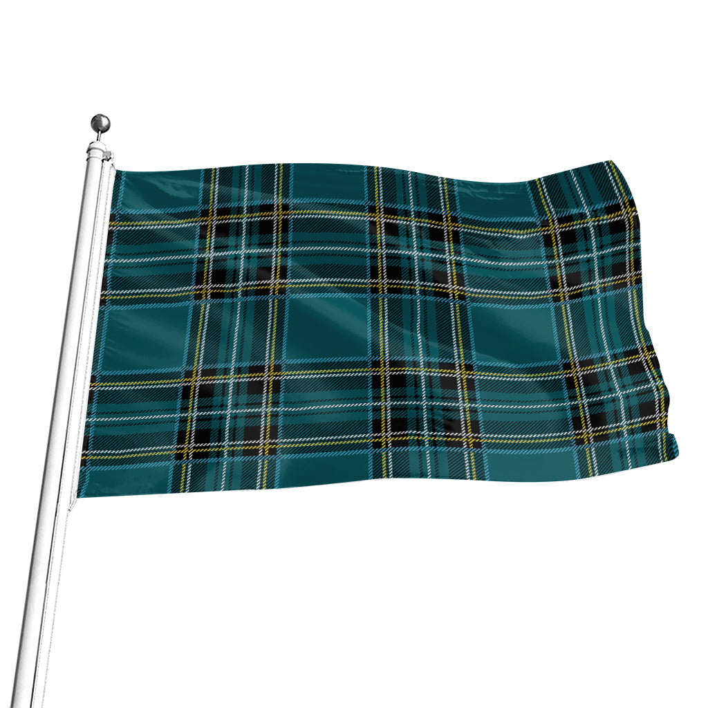 Teal Stewart Tartan Pattern Print Flag