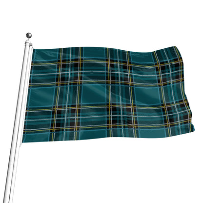 Teal Stewart Tartan Pattern Print Flag