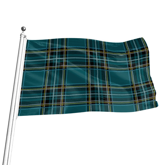 Teal Stewart Tartan Pattern Print Flag