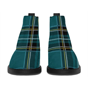 Teal Stewart Tartan Pattern Print Flat Ankle Boots