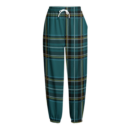 Teal Stewart Tartan Pattern Print Fleece Lined Knit Pants