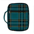 Teal Stewart Tartan Pattern Print Front Pocket Bible Bag