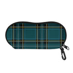 Teal Stewart Tartan Pattern Print Glasses Case