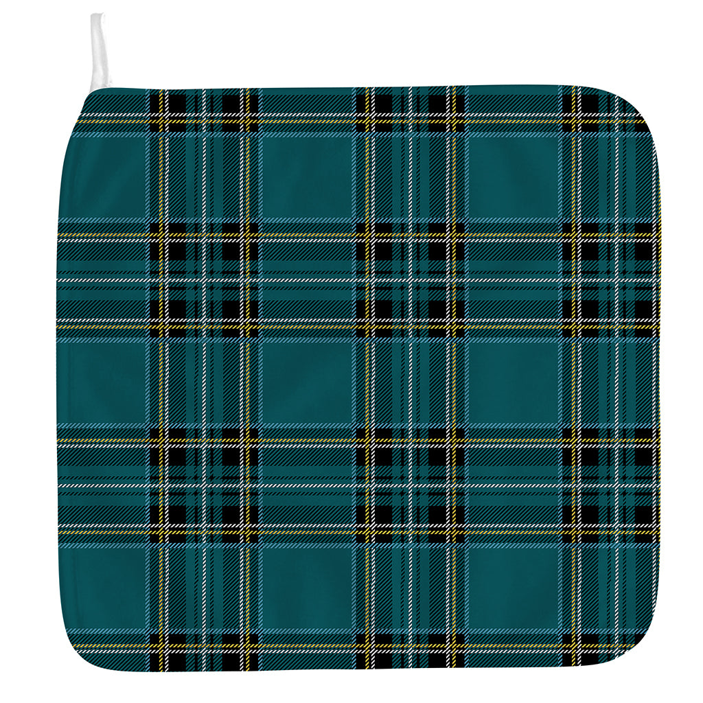 Teal Stewart Tartan Pattern Print Hand Towel