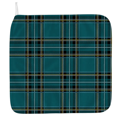 Teal Stewart Tartan Pattern Print Hand Towel