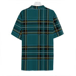 Teal Stewart Tartan Pattern Print Hawaiian Shirt