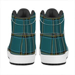 Teal Stewart Tartan Pattern Print High Top Leather Sneakers