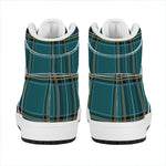 Teal Stewart Tartan Pattern Print High Top Leather Sneakers