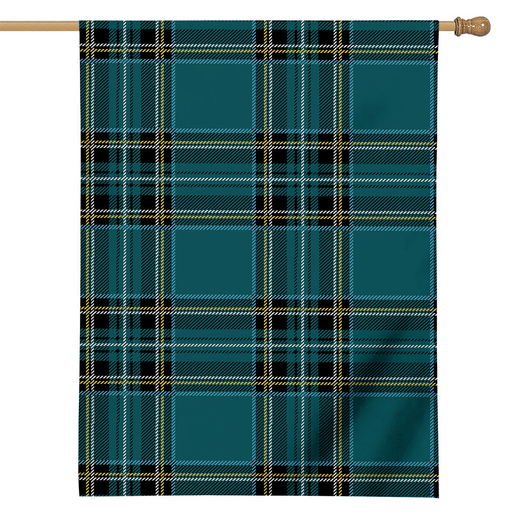 Teal Stewart Tartan Pattern Print House Flag