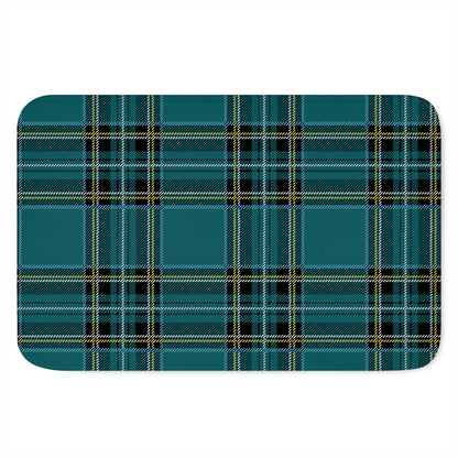 Teal Stewart Tartan Pattern Print Indoor Door Mat