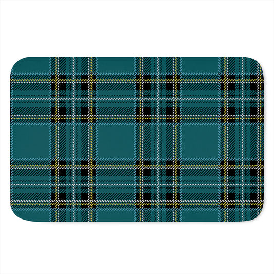 Teal Stewart Tartan Pattern Print Indoor Door Mat