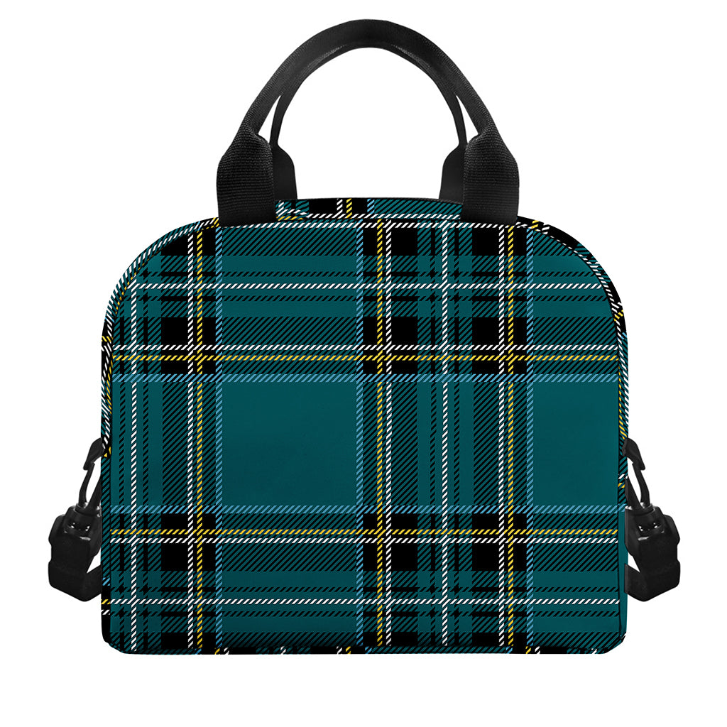 Teal Stewart Tartan Pattern Print Insulated Lunch Bag