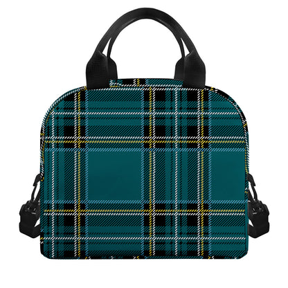 Teal Stewart Tartan Pattern Print Insulated Lunch Bag