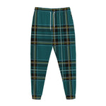 Teal Stewart Tartan Pattern Print Jogger Pants
