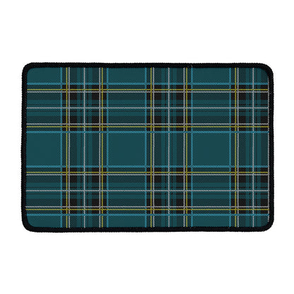 Teal Stewart Tartan Pattern Print Kitchen Mat