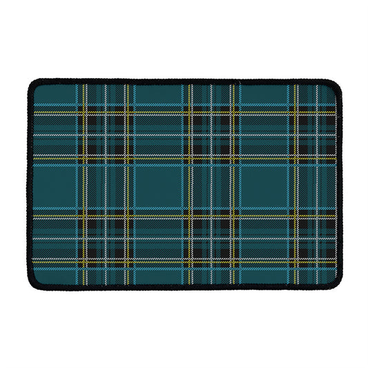 Teal Stewart Tartan Pattern Print Kitchen Mat
