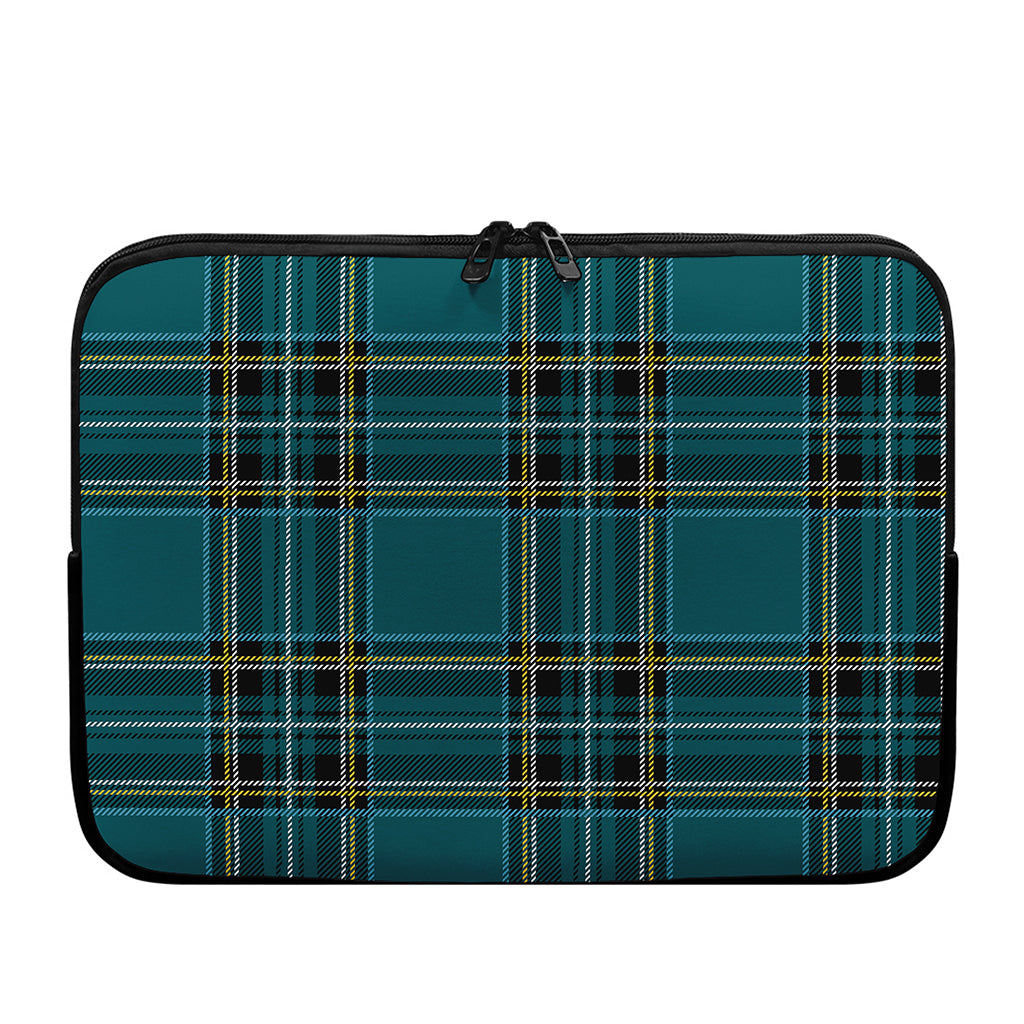 Teal Stewart Tartan Pattern Print Laptop Sleeve