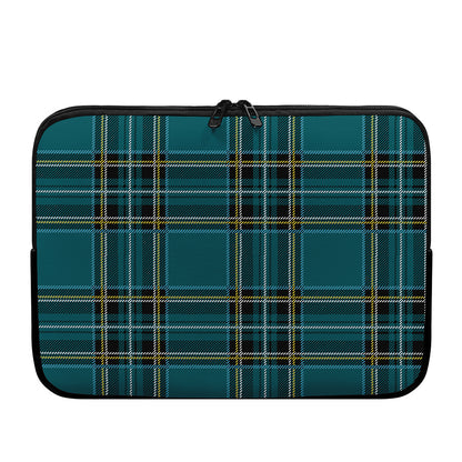 Teal Stewart Tartan Pattern Print Laptop Sleeve