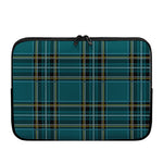 Teal Stewart Tartan Pattern Print Laptop Sleeve