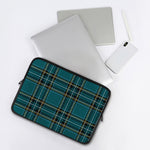 Teal Stewart Tartan Pattern Print Laptop Sleeve