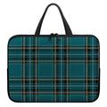 Teal Stewart Tartan Pattern Print Laptop Sleeve With Handle