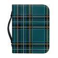 Teal Stewart Tartan Pattern Print Leather Bible Cover
