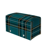Teal Stewart Tartan Pattern Print Leather Tissue Box Cover