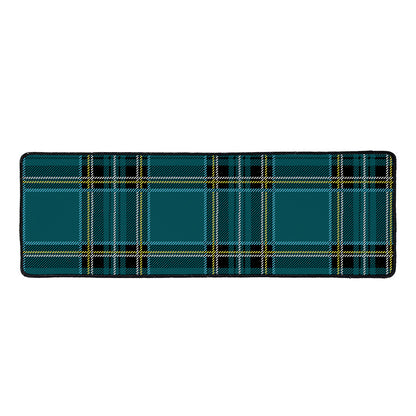 Teal Stewart Tartan Pattern Print Long Kitchen Mat