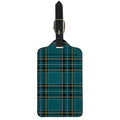 Teal Stewart Tartan Pattern Print Luggage Tag