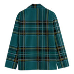 Teal Stewart Tartan Pattern Print Men's Cotton Blazer
