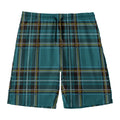 Teal Stewart Tartan Pattern Print Men's Swim Trunks