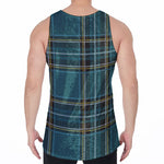 Teal Stewart Tartan Pattern Print Men's Velvet Tank Top