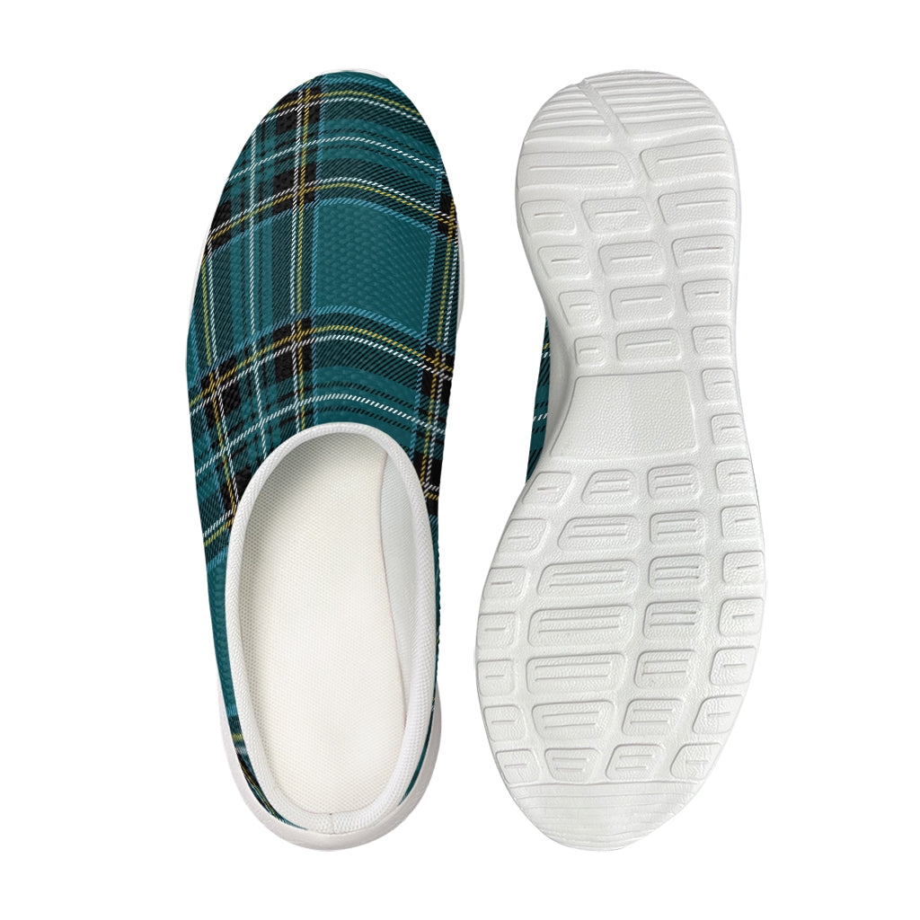 Teal Stewart Tartan Pattern Print Mesh Casual Shoes