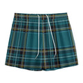 Teal Stewart Tartan Pattern Print Mesh Shorts