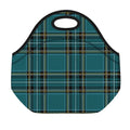 Teal Stewart Tartan Pattern Print Neoprene Lunch Bag